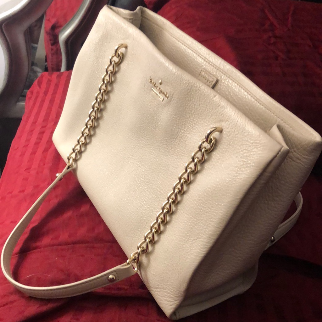 Euc Kate Spade Leather 14k Gold Plated Chain Bag